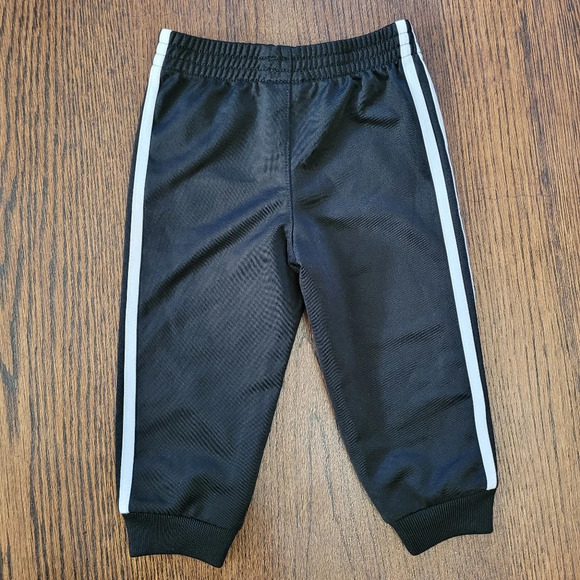Adidas Black with White Stripe Track Pants Joggers Size Infant 12 Months - Picture 2 of 3